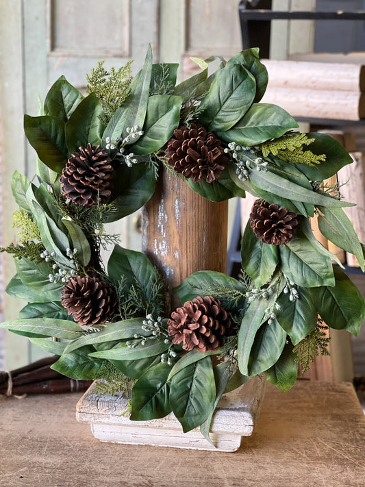 24" Quiet Woods Magnolia Wreath